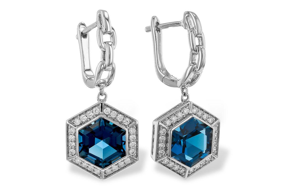 Dangle 14 Karat White Blue Topaz Earring