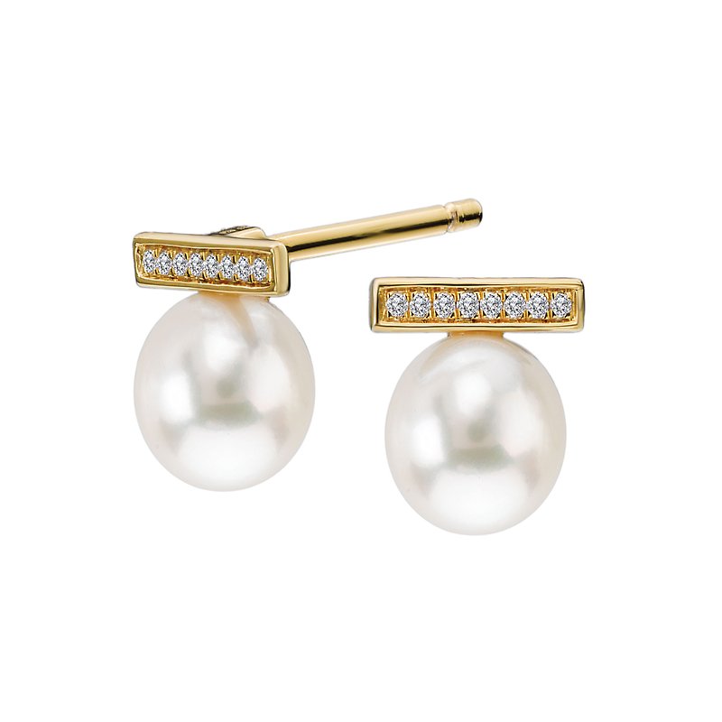 14 Karat Yellow Pearl Earrings