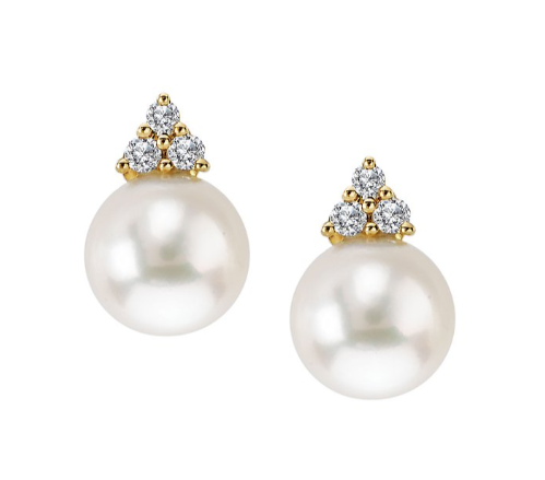 14 Karat Yellow Pearl Earrings