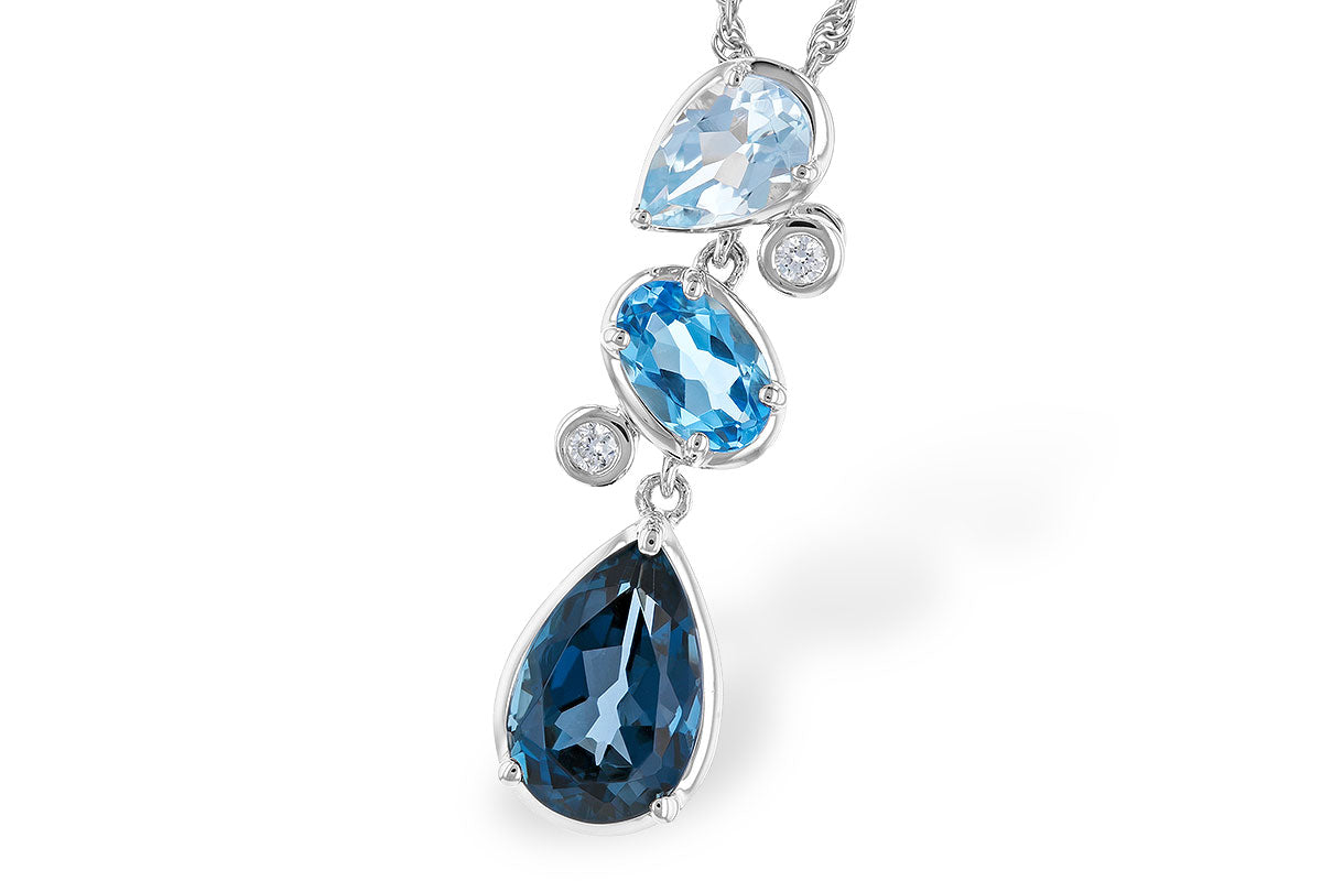 14 Karat White Blue Topaz Necklac