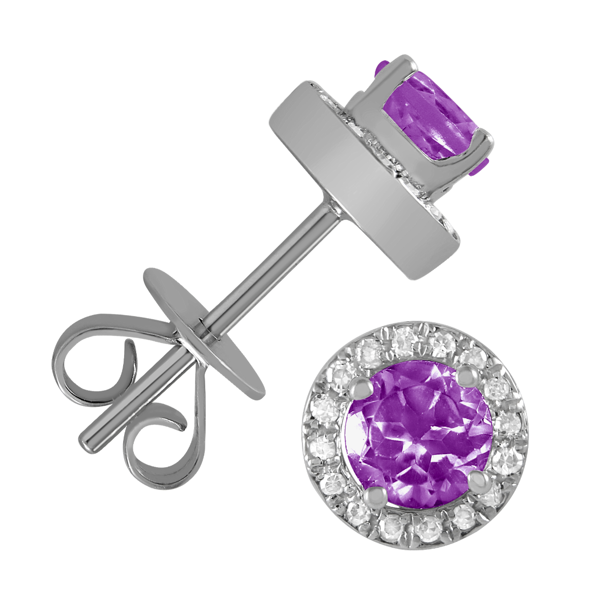 Stud 10 Karat White Amethyst Earring