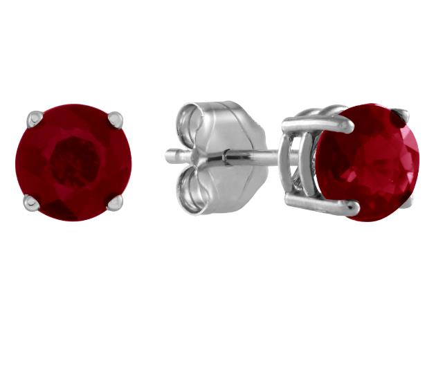 Stud 14 Karat White Created Ruby Earring