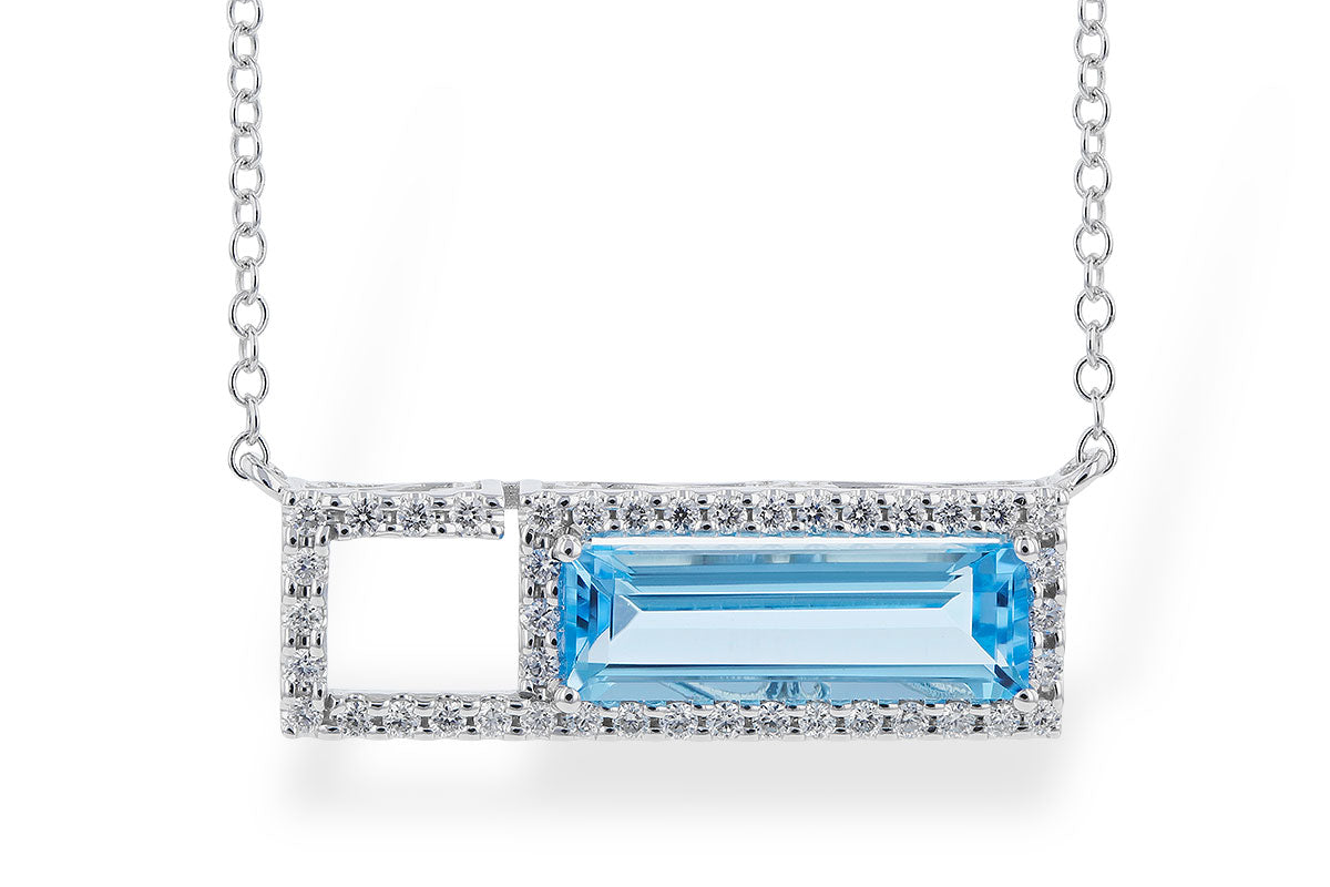 14 Karat White Blue Topaz Necklac