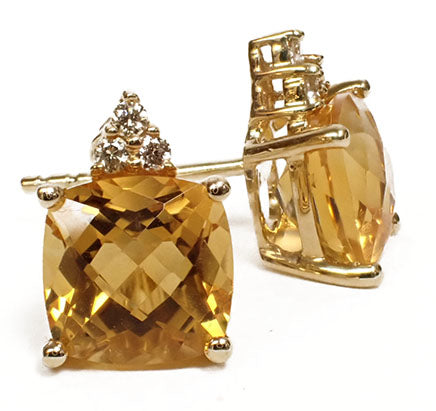 Stud 14 Karat Yellow Citrine Earring