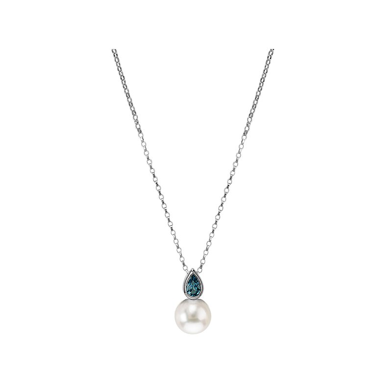 14 Karat White Blue Topaz Necklac