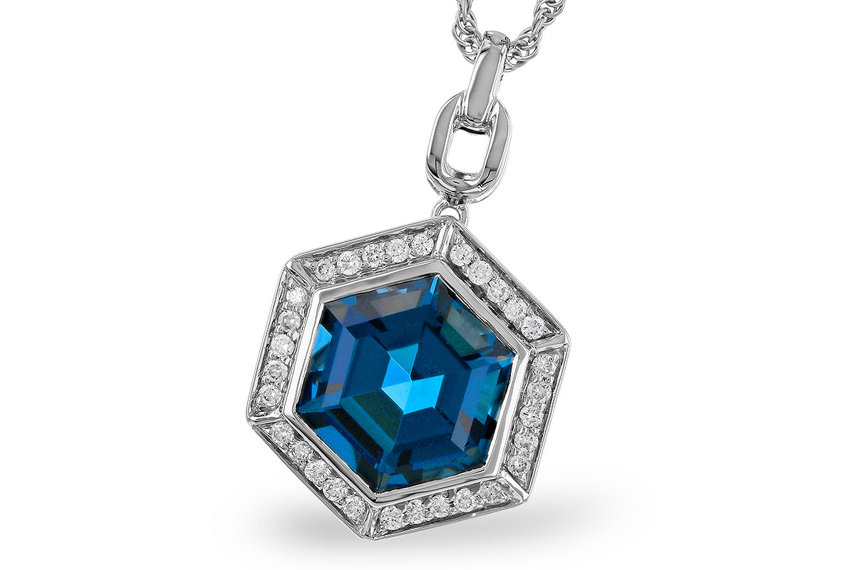 14 Karat White Blue Topaz Pendant