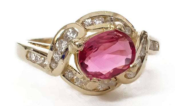 14 Karat Yellow Pink Sapphire Fashion Ring