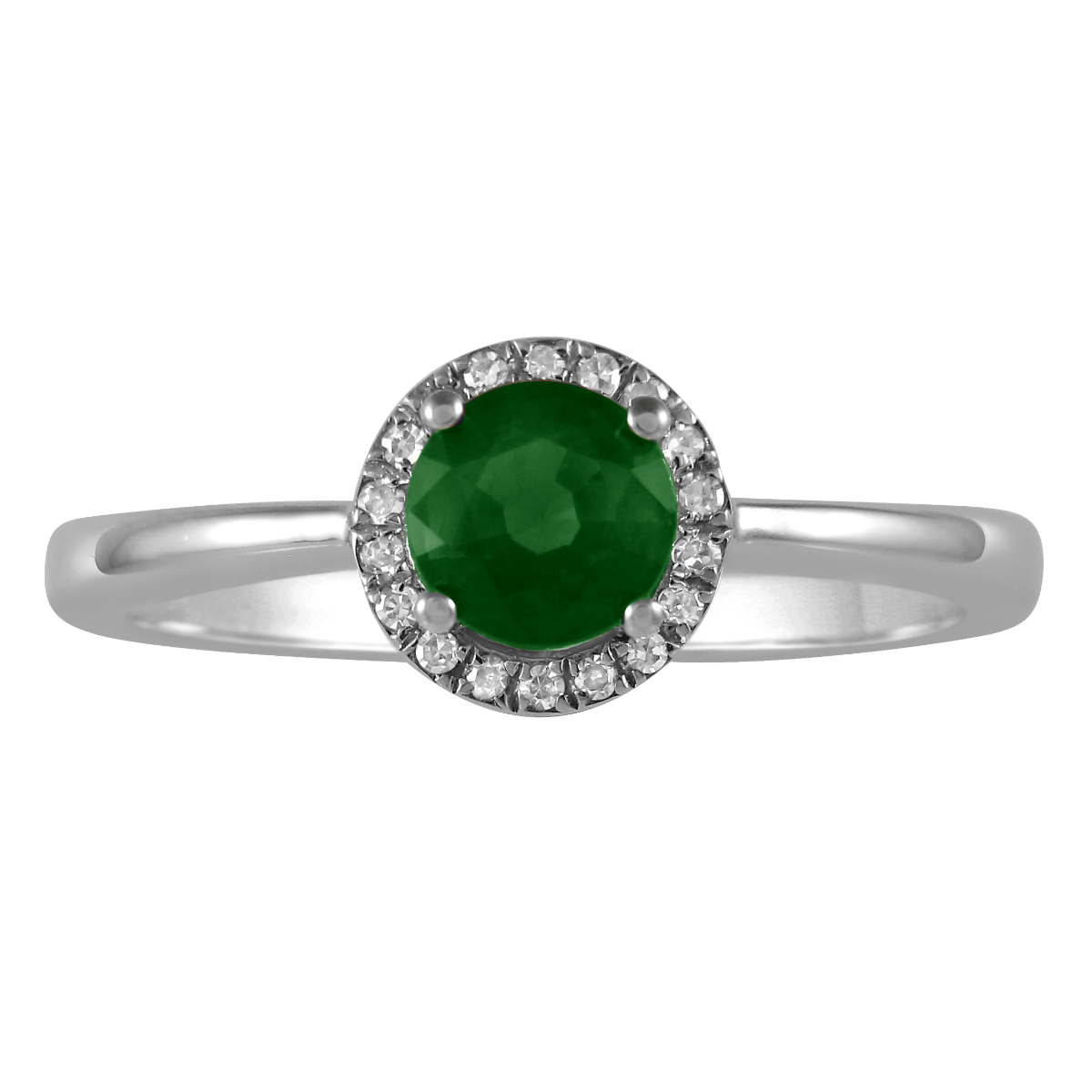 10 Karat White Created Emerald Ring