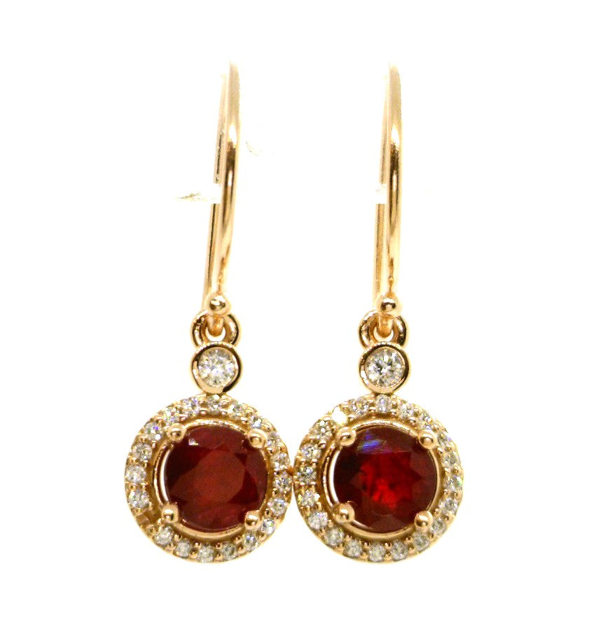 Dangle 14 Karat Rose Ruby Earring