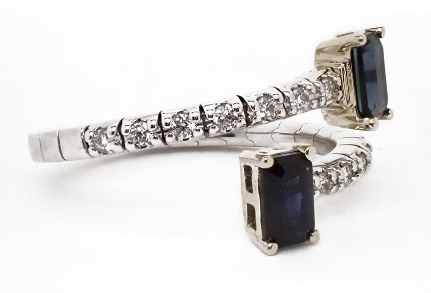 14 Karat Two-Tone Sapphires Ring