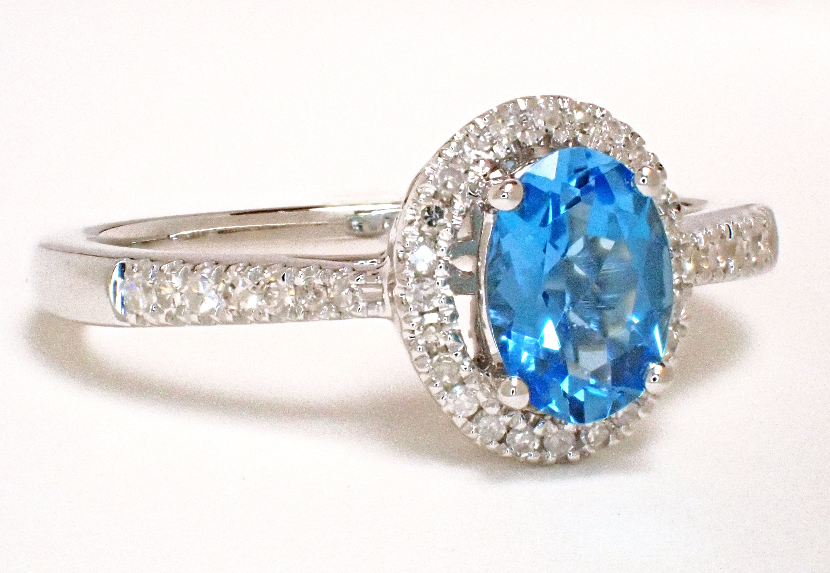 10 Karat White Blue Topaz Ring