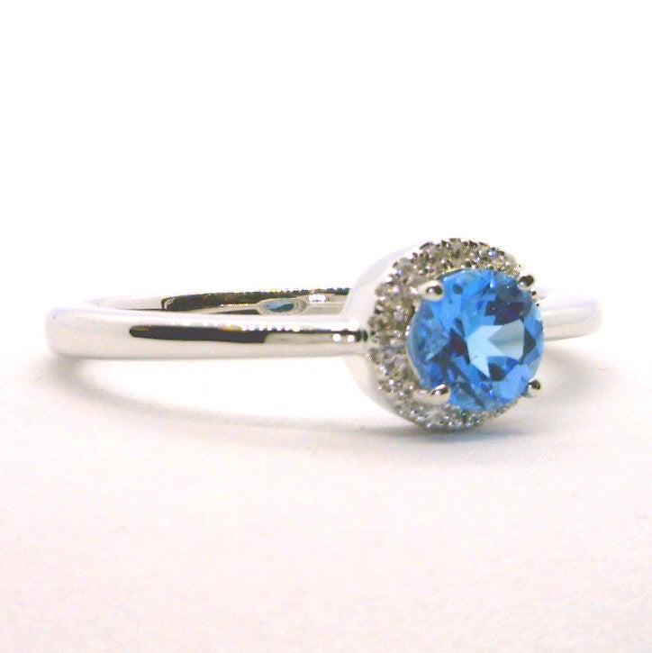 10 Karat White Blue Topaz Ring