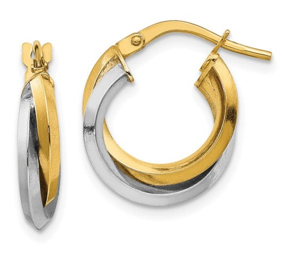 Hoop 14 Karat Two-Tone Earrings