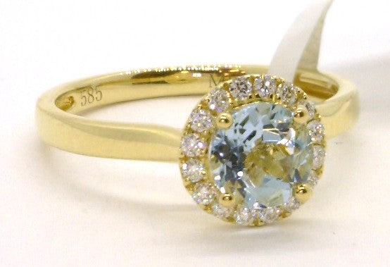 14 Karat Yellow Aqua Ring