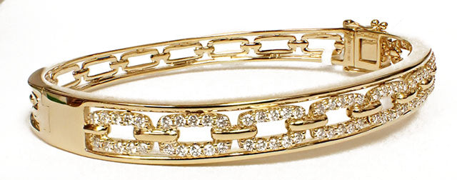 Hinged Bangle 14 Karat Yellow Diamond Bracelet