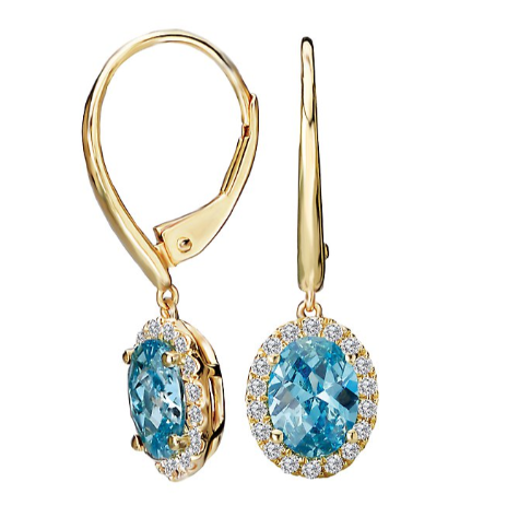 Dangle 14 Karat Yellow Blue Topaz Earring