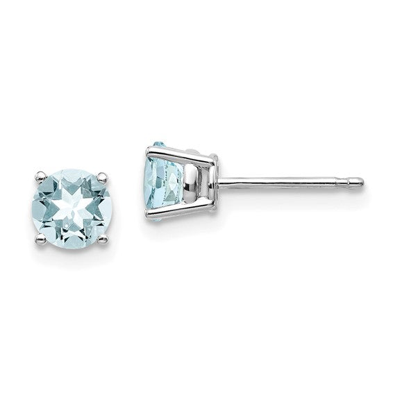 Stud 14 Karat White Aqua Earring