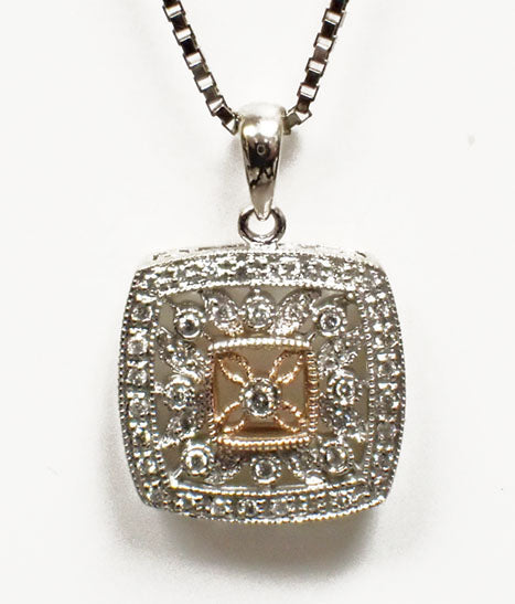 14 Karat Two-Tone Diamond Diamond Pendant