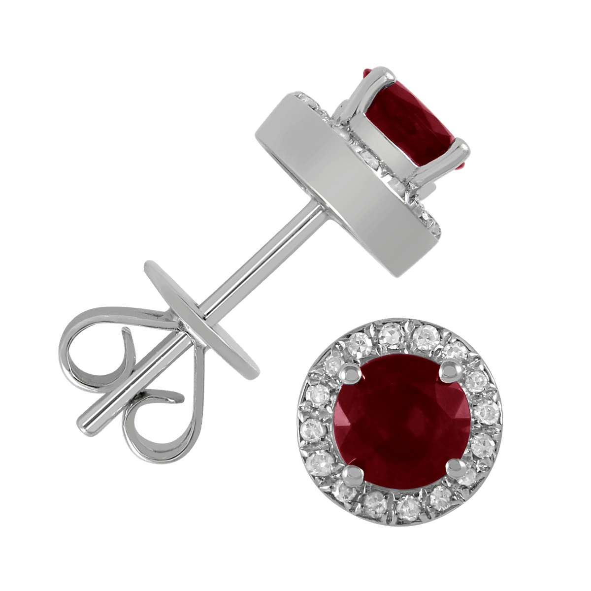 Stud 10 Karat White Created Ruby Earring