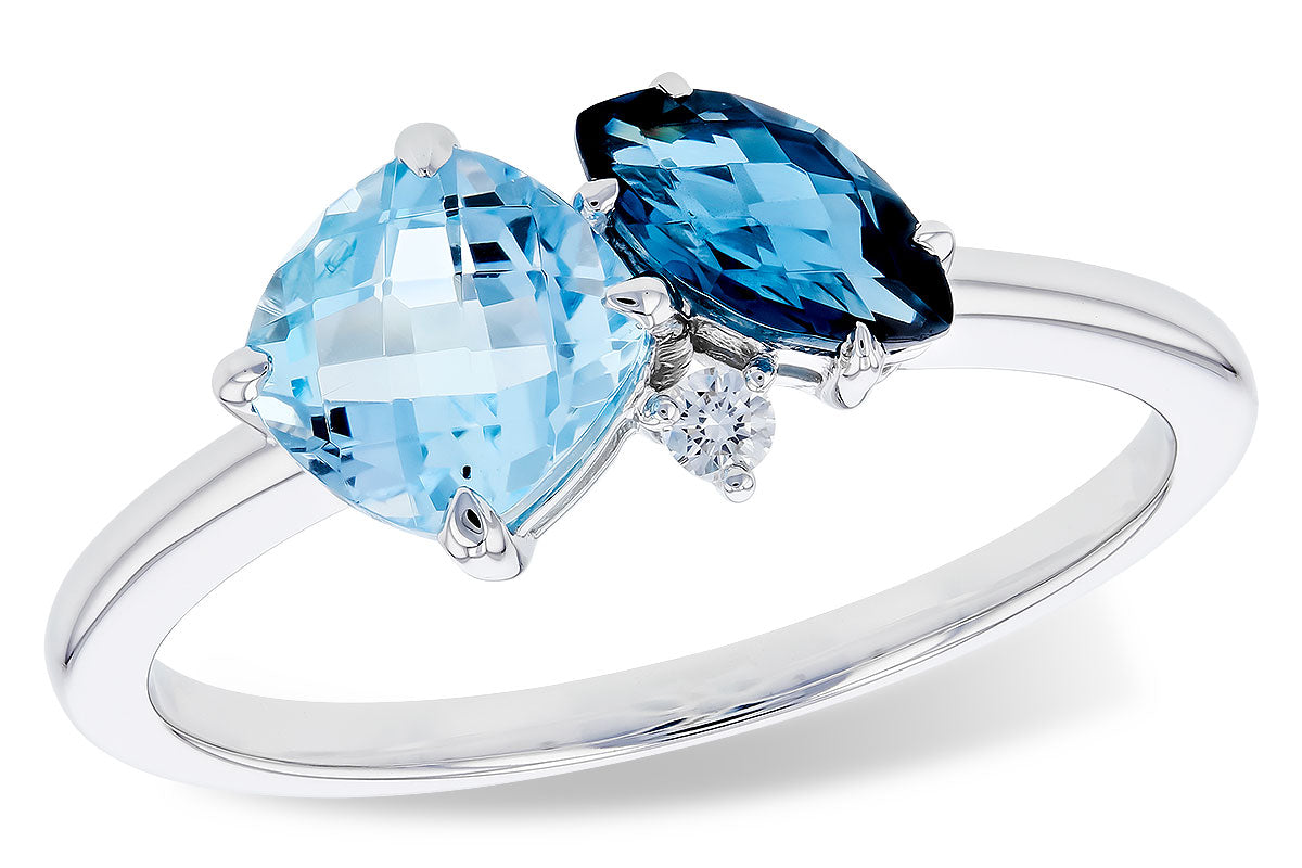 14 Karat White Blue Topaz Ring