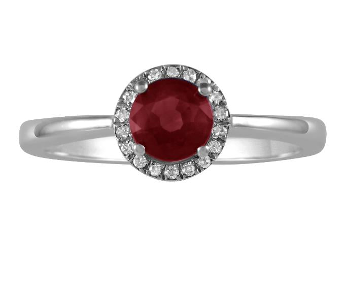 10 Karat White Created Ruby Ring