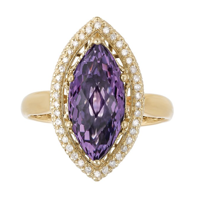 14 Karat Yellow Amethyst Ring