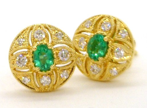 Stud 18 Karat Yellow Emerald Earring