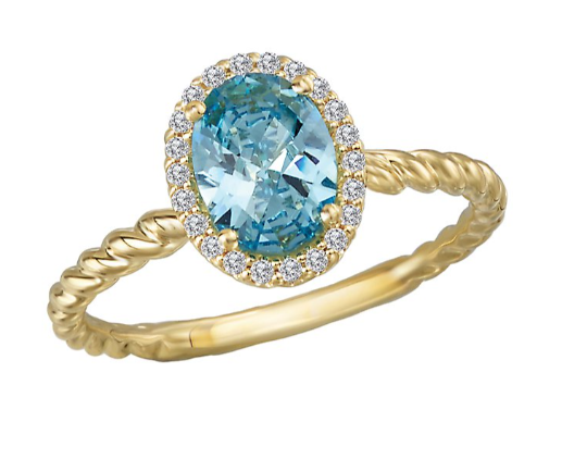 14 Karat Yellow Blue Topaz Ring