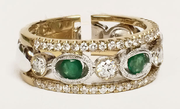 14 Karat Two-Tone Emerald Ring