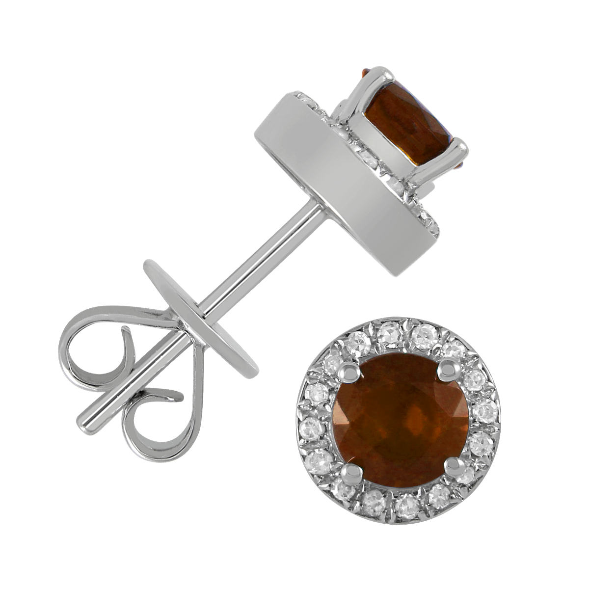 Stud 10 Karat White Garnet Earring