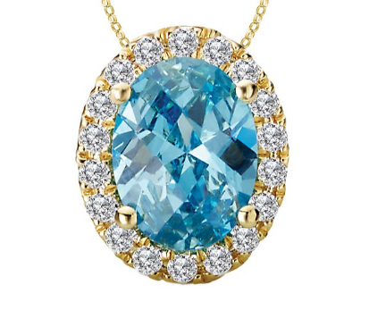 14 Karat White Blue Topaz Pendant