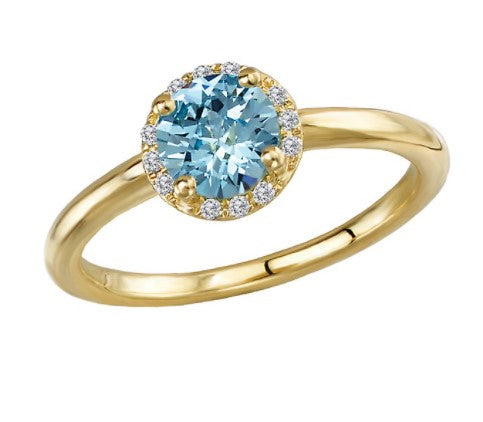 14 Karat Yellow Blue Topaz Ring