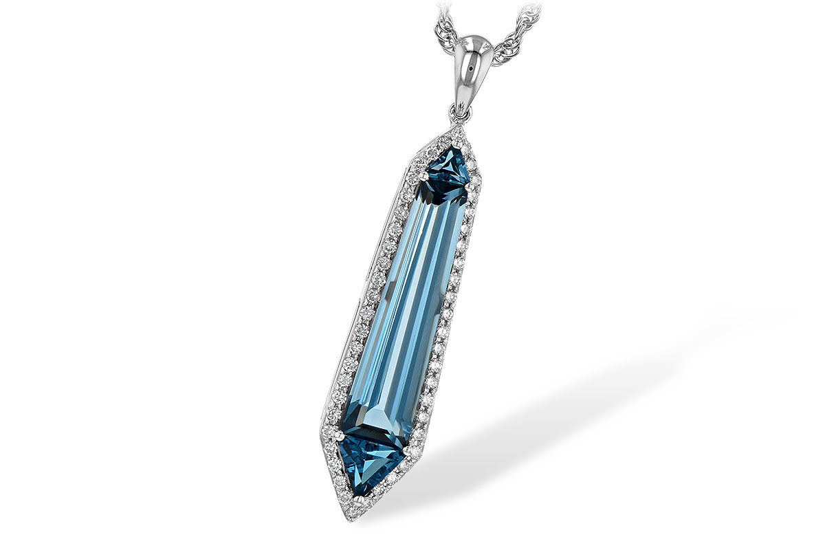 14 Karat White Blue Topaz Pendant