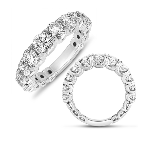 Prong Set 14 Karat White Wedding Band