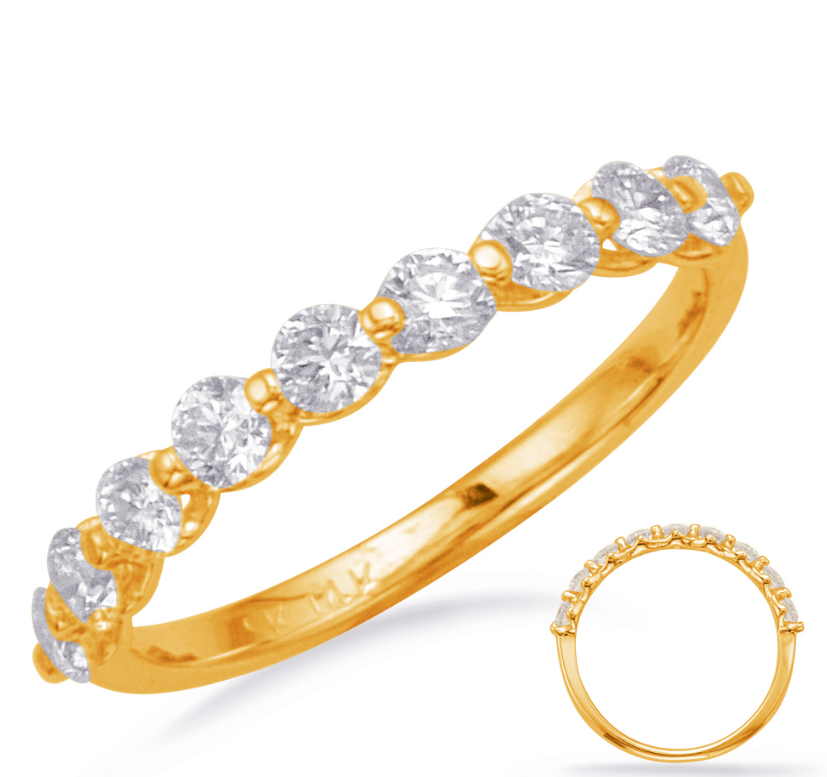 Shared Prong 14 Karat Yellow Wedding Band