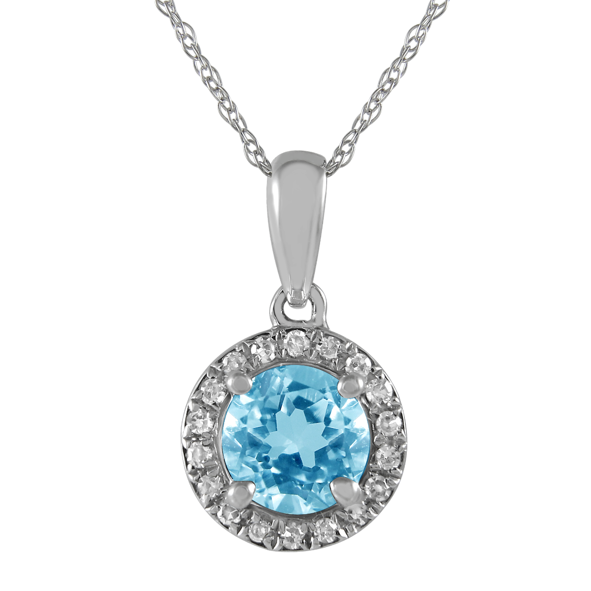 10 Karat White Blue Topaz Pendant