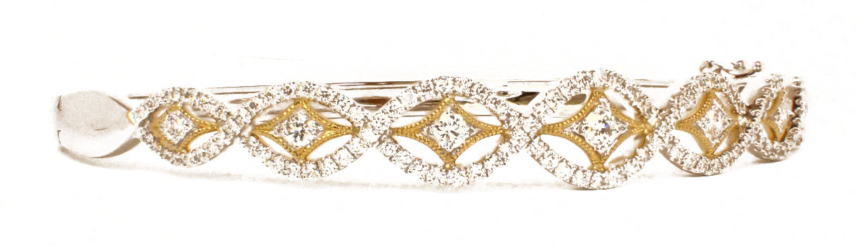 Hinged Bangle 18 Karat Two-Tone Diamond Bracelet