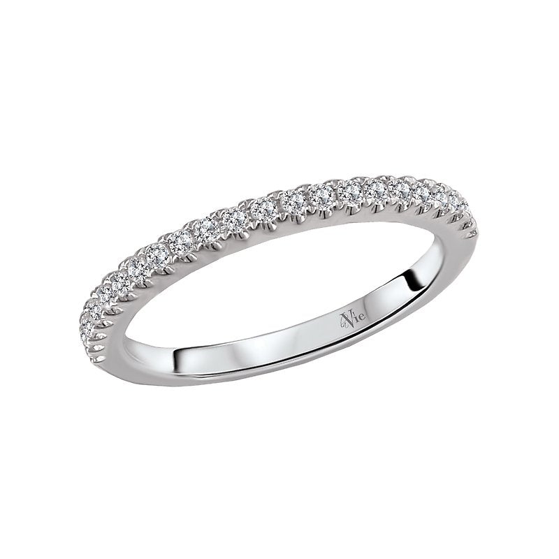 Prong Set 14 Karat White Wedding Band