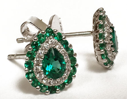 Stud 14 Karat White Emerald Earring