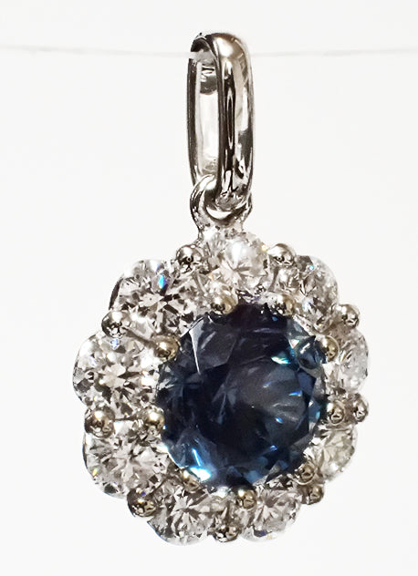 18 Karat White Blue Topaz Pendant