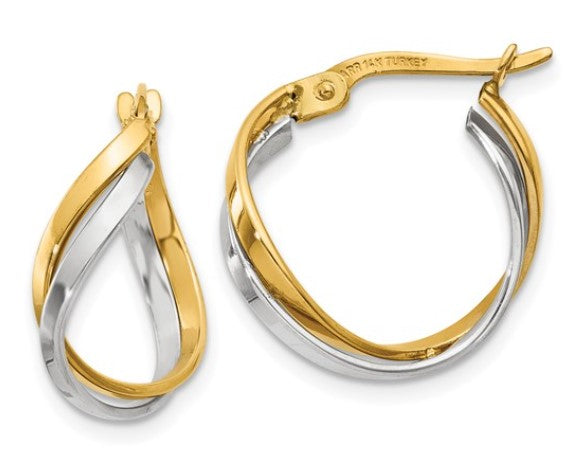 Hoop 14 Karat Two-Tone Earrings