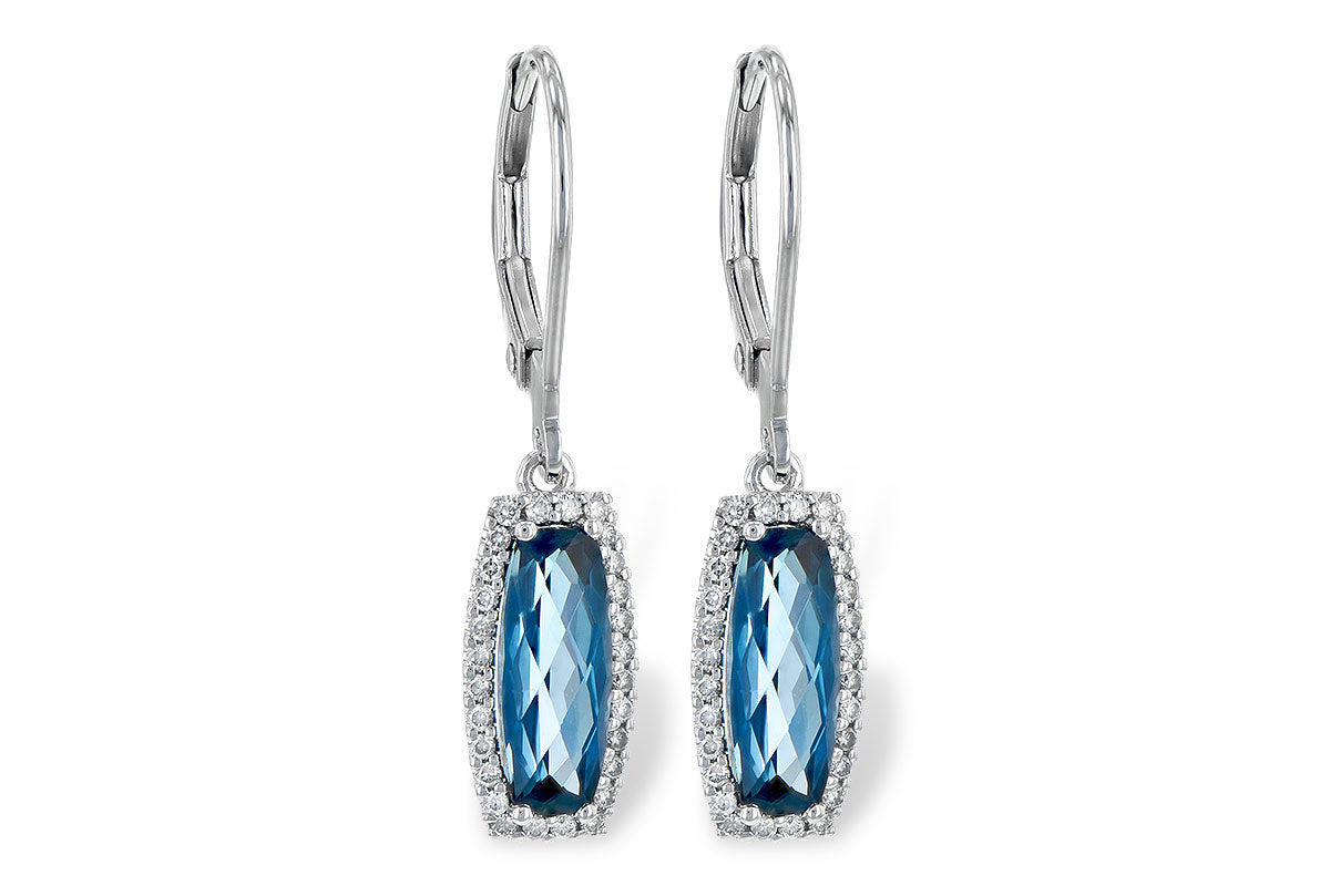 Dangle 14 Karat White Blue Topaz Earring